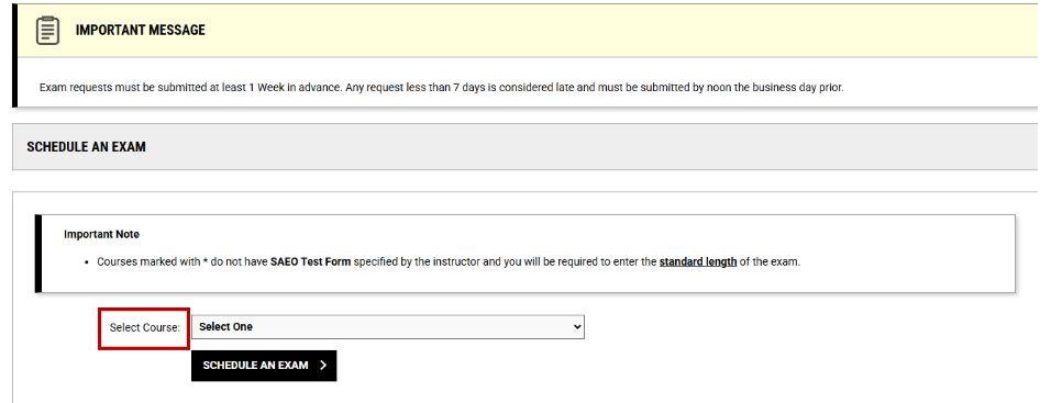 This image shows the student portal. Under the heading 