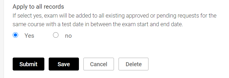 Apply to All Records and a button to choose 'Yes' or 'No